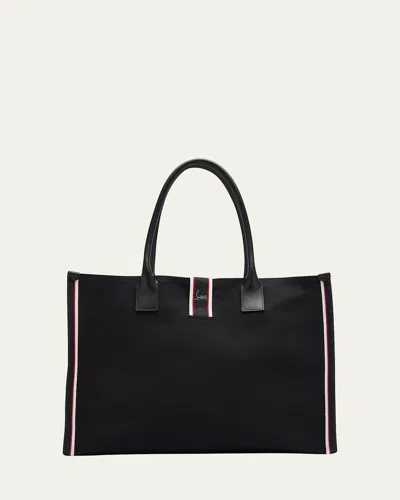 Christian Louboutin Men's Nastroloubi Fav Xl Canvas Tote Bag In Black/black/multi