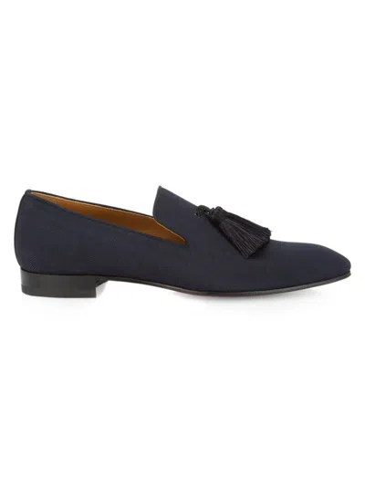 Christian Louboutin Men's Officialito Tissu Smart Cotton-blend Loafers In Blue
