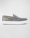 CHRISTIAN LOUBOUTIN MEN'S PAQUEBOAT SUEDE BOAT SHOES