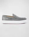 Christian Louboutin Paqueboat Suede Platform Sneaker In Smoke Grey