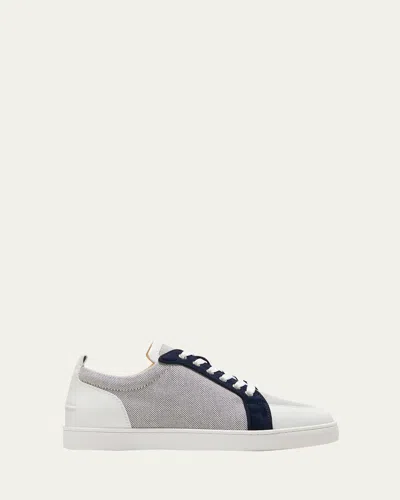 Christian Louboutin Rantulow Leather And Cotton Trainers In Navy