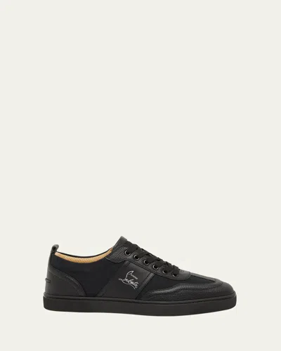 CHRISTIAN LOUBOUTIN MEN'S RETERO CANVAS AND LEATHER LOW-TOP SNEAKERS