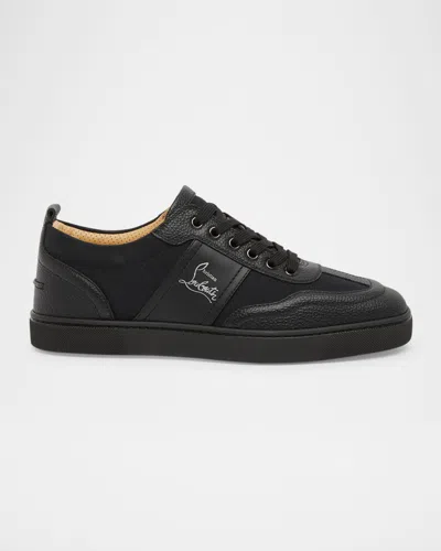 CHRISTIAN LOUBOUTIN MEN'S RETERO CANVAS AND LEATHER LOW-TOP SNEAKERS