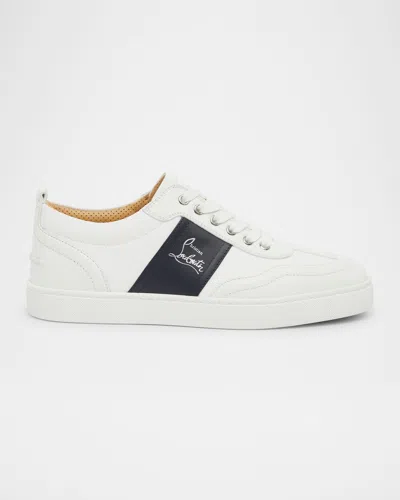 CHRISTIAN LOUBOUTIN MEN'S RETERO CANVAS AND LEATHER LOW-TOP SNEAKERS