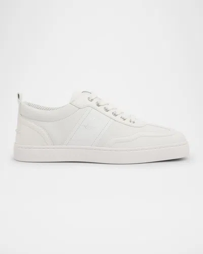 Christian Louboutin Men's Retero Grained Leather Low-top Sneakers In White