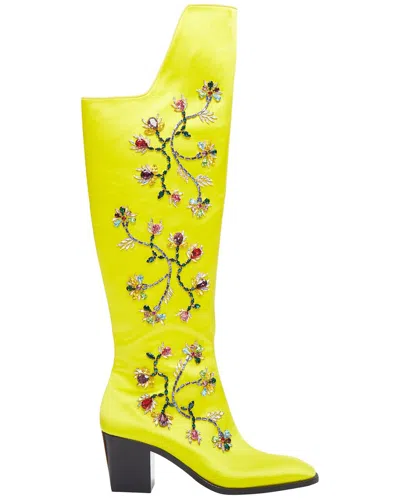Christian Louboutin Men's Satin Morgan Fleur Satin Western Boot (authentic  Pre-loved) In Yellow