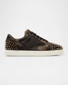 Christian Louboutin Men's Seavaste 2 Camouflage Reversed Leather Low-top Sneakers In Brown