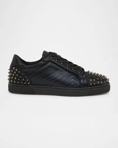 Christian Louboutin Men's Seavaste 2 Jacquard Low-top Sneakers In Black