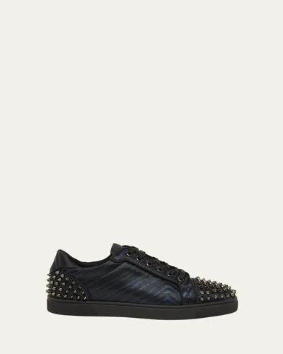 Christian Louboutin Men's Seavaste 2 Jacquard Low-top Sneakers In Black