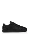 Christian Louboutin Louis Junior Spikes Cap-toe Leather Sneakers In Black