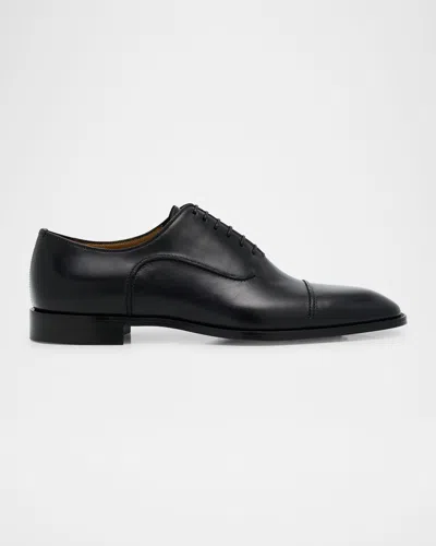 Christian Louboutin Men's Seriox Cap-toe Leather Oxfords In Black