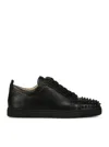 Christian Louboutin Louis Junior Spikes Cap-toe Leather Sneakers In Black