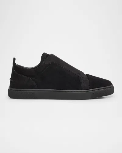 Christian Louboutin Men's St Louis Suede Slip-on Sneakers In Black