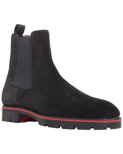 Christian Louboutin Men's Suede Alpinono Flat Crosta Wax Boots Eu42.5 Us9.5  (authentic Pre-loved) In Black