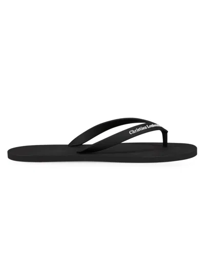 Christian Louboutin Logo-embossed Rubber Flip Flops In Black