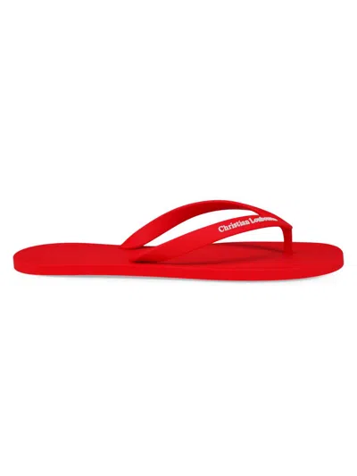 Christian Louboutin Logo Embossed Rubber Flip Flop In Animal Print