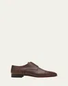 Christian Louboutin Men's Surcity Grained Leather Derby Shoes In Brown