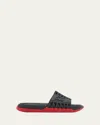 Christian Louboutin Take It Easy Spiked Slides In Black