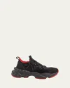 Christian Louboutin Men's Neoprene And Suede Sneakers In Black