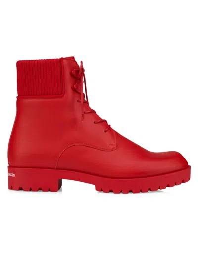 Christian Louboutin Trapman Leather Lace-up Boots In Red