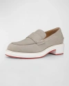 Christian Louboutin Men's Urbino Moc Cl Suede Penny Loafers In Goose