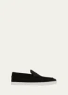 Christian Louboutin Varsiboat Suede Loafers In Goose