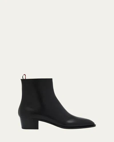 CHRISTIAN LOUBOUTIN MEN'S ZIGGISSIMO FOREVER LEATHER ANKLE BOOTS