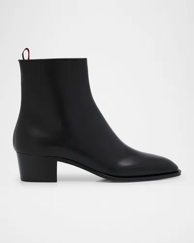 CHRISTIAN LOUBOUTIN MEN'S ZIGGISSIMO FOREVER LEATHER ANKLE BOOTS