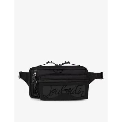 Christian Louboutin Men's Black Loubideal Logo-embellished Woven Belt Bag