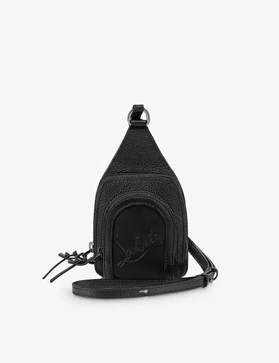 Christian Louboutin Mens Black Loubifunk Mini Logo-embossed Leather And Woven Cross-body Bag