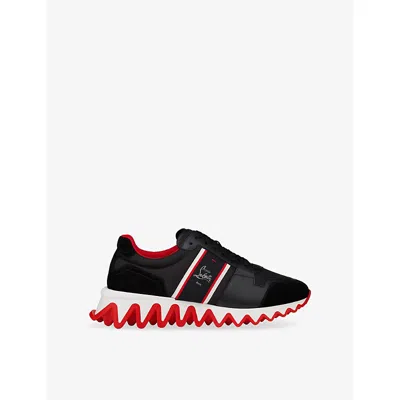 Christian Louboutin Mens Black Nastroshark Leather And Nylon Sneakers Eur 45 / 11 Uk
