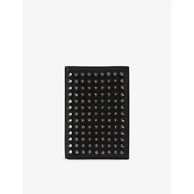 Christian Louboutin Mens Black/gun Metal Funky Spike-embellished Leather Passport Holder