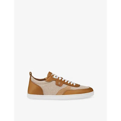 Christian Louboutin Tutti Rui Leather-trimmed Sneakers In Nude