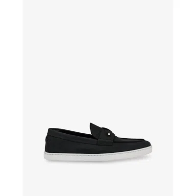 Christian Louboutin Mens Black Chambeliboat Leather Boat Shoes Eur 45 / 11 Uk