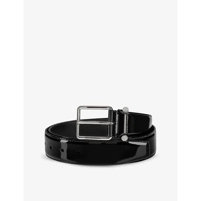 Christian Louboutin Mens  Chambeliss Patent-leather Belt In Black/silver