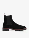 Christian Louboutin Alpino Waxed-suede Chelsea Boots In Black