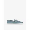 Christian Louboutin Chambeliboat Embellished Leather Loafers In Blue