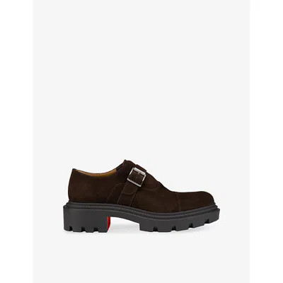 Christian Louboutin Mens Cafe Oxyford College Calf-leather Loafers Eur 42 / 8 Uk In Brown