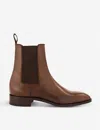 Christian Louboutin Mens Havane Samson Flat Calf Patine Boots In Havane