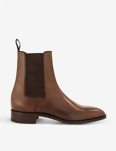 Christian Louboutin Mens Havane Samson Flat Calf Patine Boots