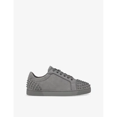 Christian Louboutin Mens Seavaste 2 Orlato Studded Suede Low-top Trainers Smoke Grey