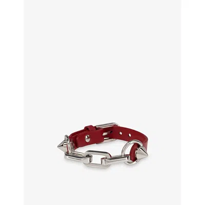 Christian Louboutin Mens Empire Eva Leather Bracelet In Red