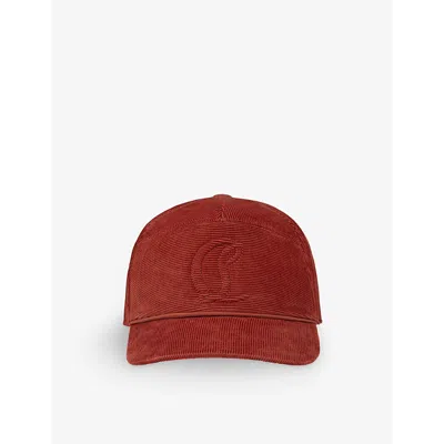 Christian Louboutin Mens Brownie Enky Mooncrest Velvet Corduroy Cap