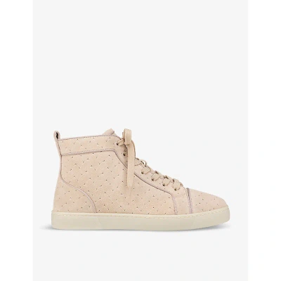 Christian Louboutin Mens Leche Orlato Flat Round-toe Leather High-top Trainers