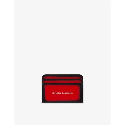 Christian Louboutin Mens Loubi Canopy Leather Card Holder In Red