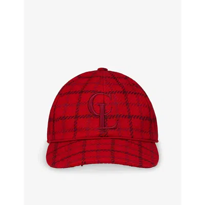 Christian Louboutin Mens Neocl Check-print Wool And Leather Baseball Cap Loubi In Multi