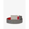 Christian Louboutin Mens Smoke Grey/silver Funky Stud-embellished Leather Belt In Smoke Grey/silver