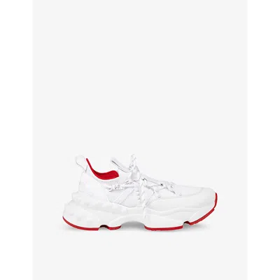 CHRISTIAN LOUBOUTIN MENS WHITE TRAILNRUN DONNA LEATHER RUNNING SNEAKERS EUR 40 / 6 UK