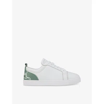 CHRISTIAN LOUBOUTIN MENS WHITE/MANUKA LOUIS JUNIOR LEATHER LOW-TOP TRAINERS EUR 42.5 / 8.5 UK