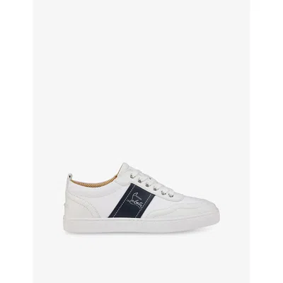 CHRISTIAN LOUBOUTIN MENS WHITE/MARINE RETERO LEATHER LOW-TOP TRAINERS EUR 44.5 / 10.5 UK
